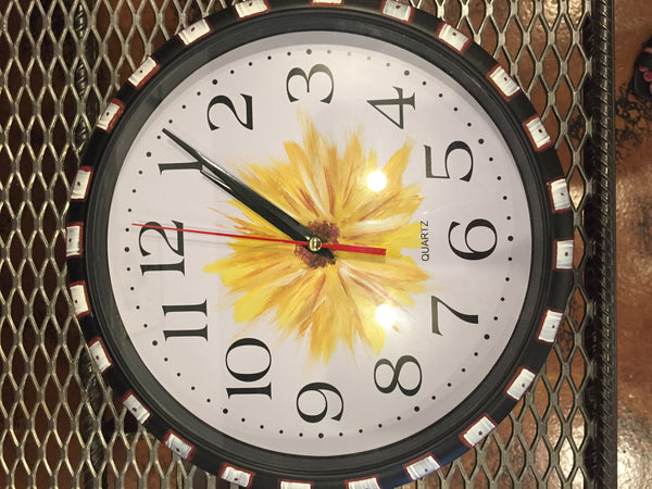 Hand-Painted Flower Clocks - Red Bank Artisan Collective jewelry art vintage recycled Clocks, Susan's Art