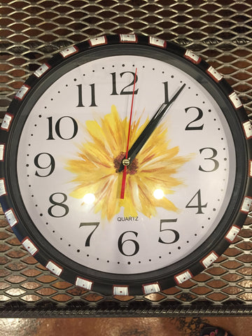 Hand-Painted Flower Clocks - Red Bank Artisan Collective jewelry art vintage recycled Clocks, Susan's Art