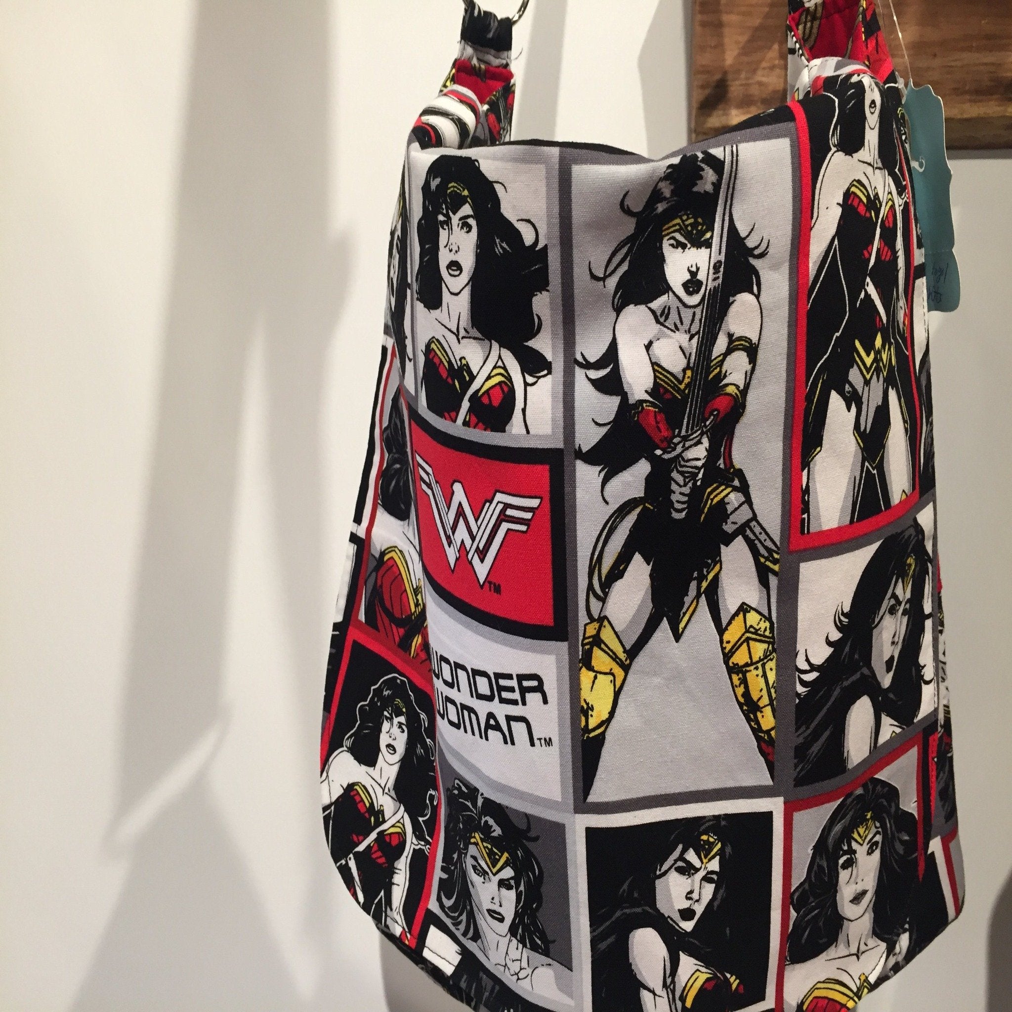 Wonder Woman Reversible Messenger Bags - Red Bank Artisan Collective jewelry art vintage recycled Messenger Bag, Andromedas Attic