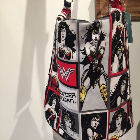 Wonder Woman Reversible Messenger Bags - Red Bank Artisan Collective jewelry art vintage recycled Messenger Bag, Andromedas Attic