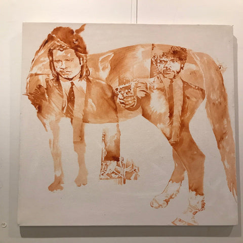 Asja Jung movie with a horse in watercolor.  Her medium includes Sharpie, pencil, and acrylic NJ artist