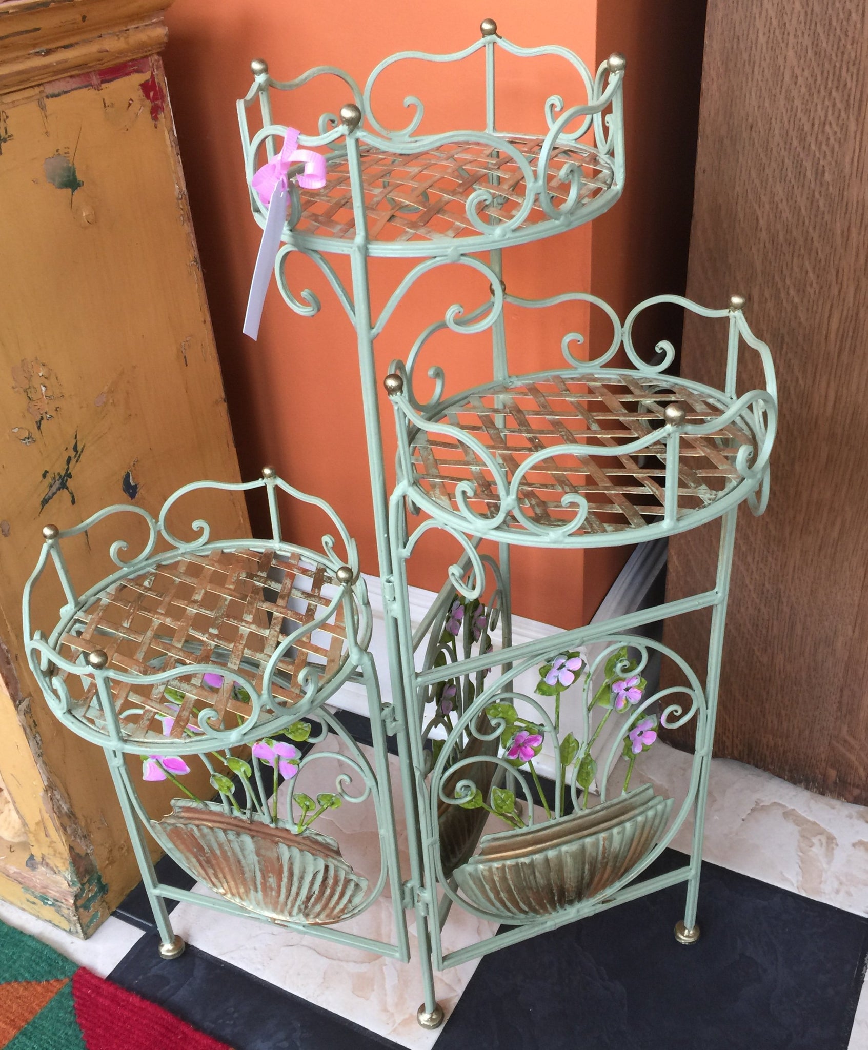 Hand-painted Wire Planter Holder