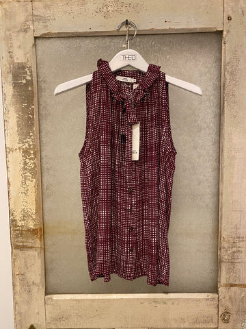 Burgundy Ruffled Blouse