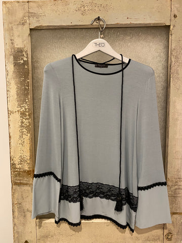 Tricot Chic Pale Blue Bell Sleeve Top