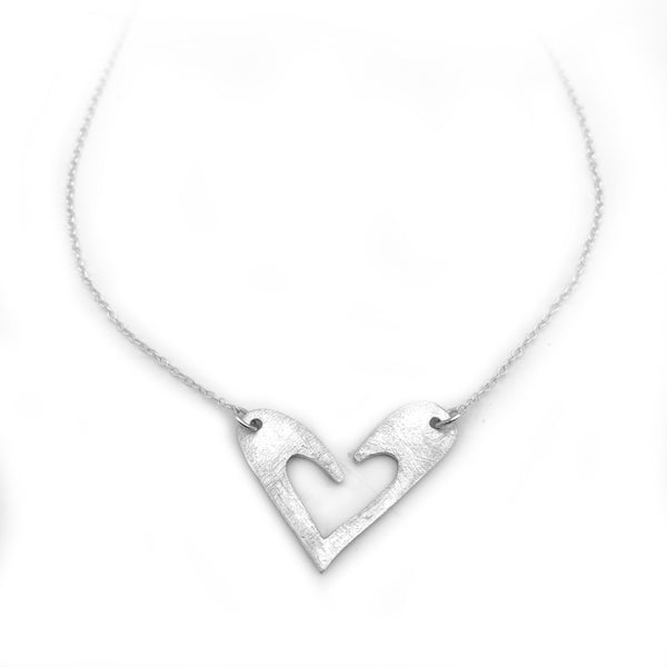 Sterling Silver Necklace with Whimsical Heart Pendant