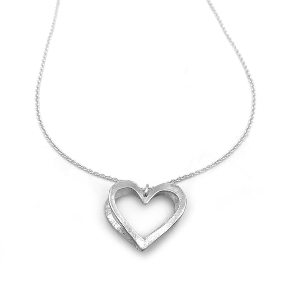 Sterling Silver Three Dimensional Heart Necklace