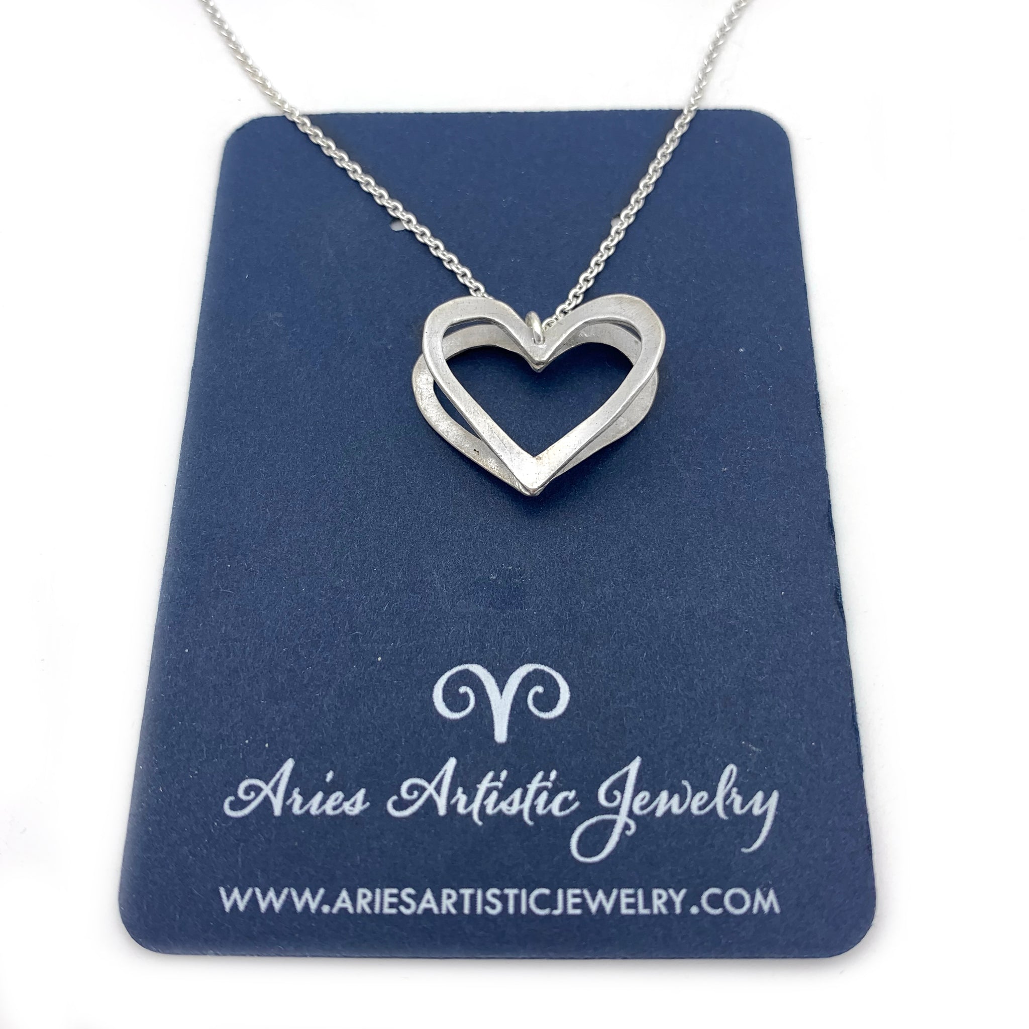 Sterling Silver Three Dimensional Heart Necklace