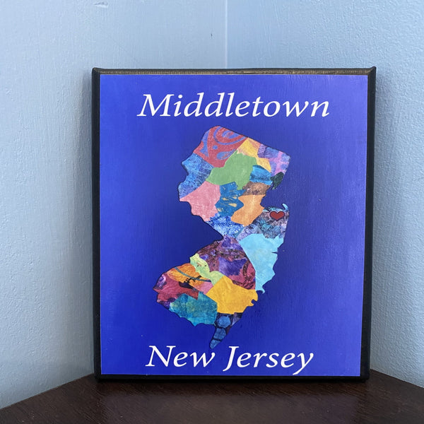 Mixed Media art on canvas of your favorite New Jersey town created by NJ artist
