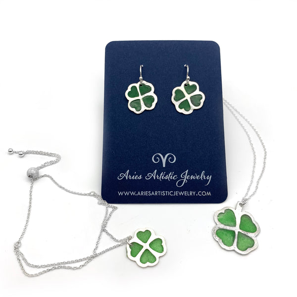 Sterling Silver Green Clover Leaf Necklace