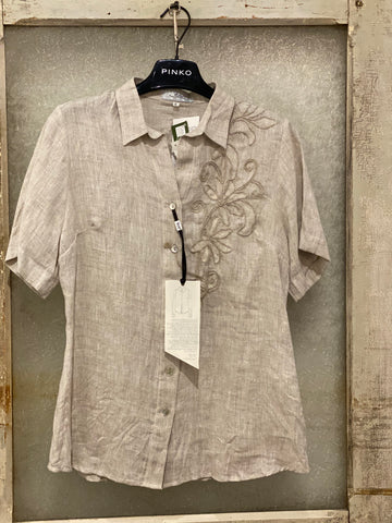 Vlt's by Valentina's Sand Linen Blouse