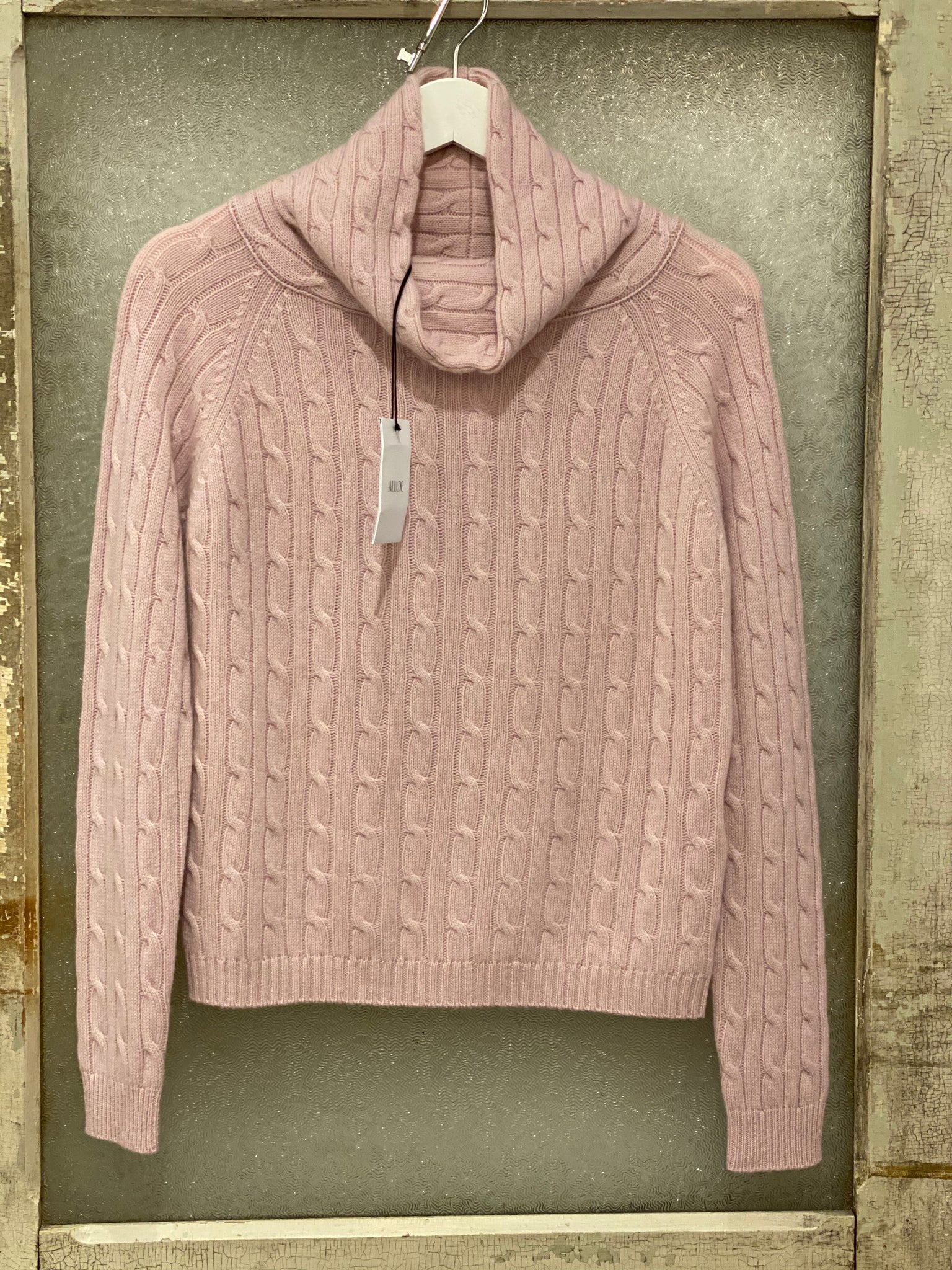 Pink Cable Cowl Sweater