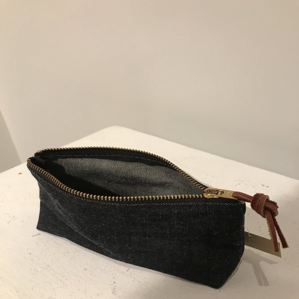 Small denim makeup bags by the Denim Surgeon Red Bank NJ