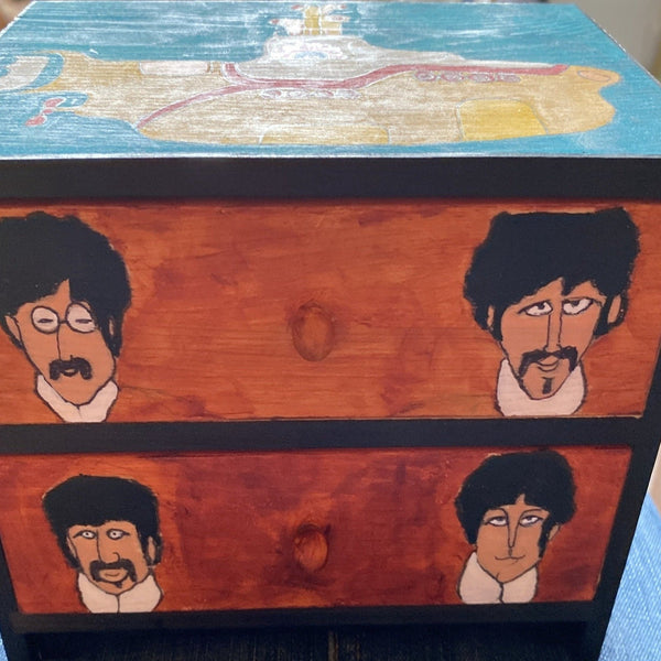 Beatles painted mini keepsake dresser by Pop Artist Andromeda's Attic 