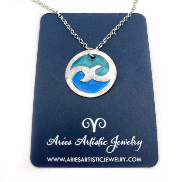 Wave Necklace Surfer Jewelry, Beach Necklace Yin Yang Spiritual Jewelry