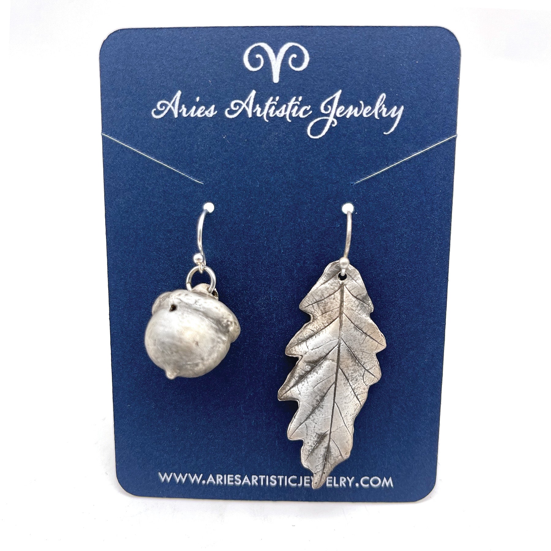 Pure Silver Mismatch Acorn and Oak Leaf Earrings