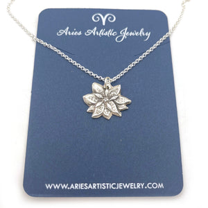 Sterling Silver Flower Pendant Poinsettia Jewelry