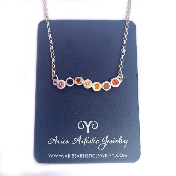Gemstone Bar Necklace Rainbow Jewelry