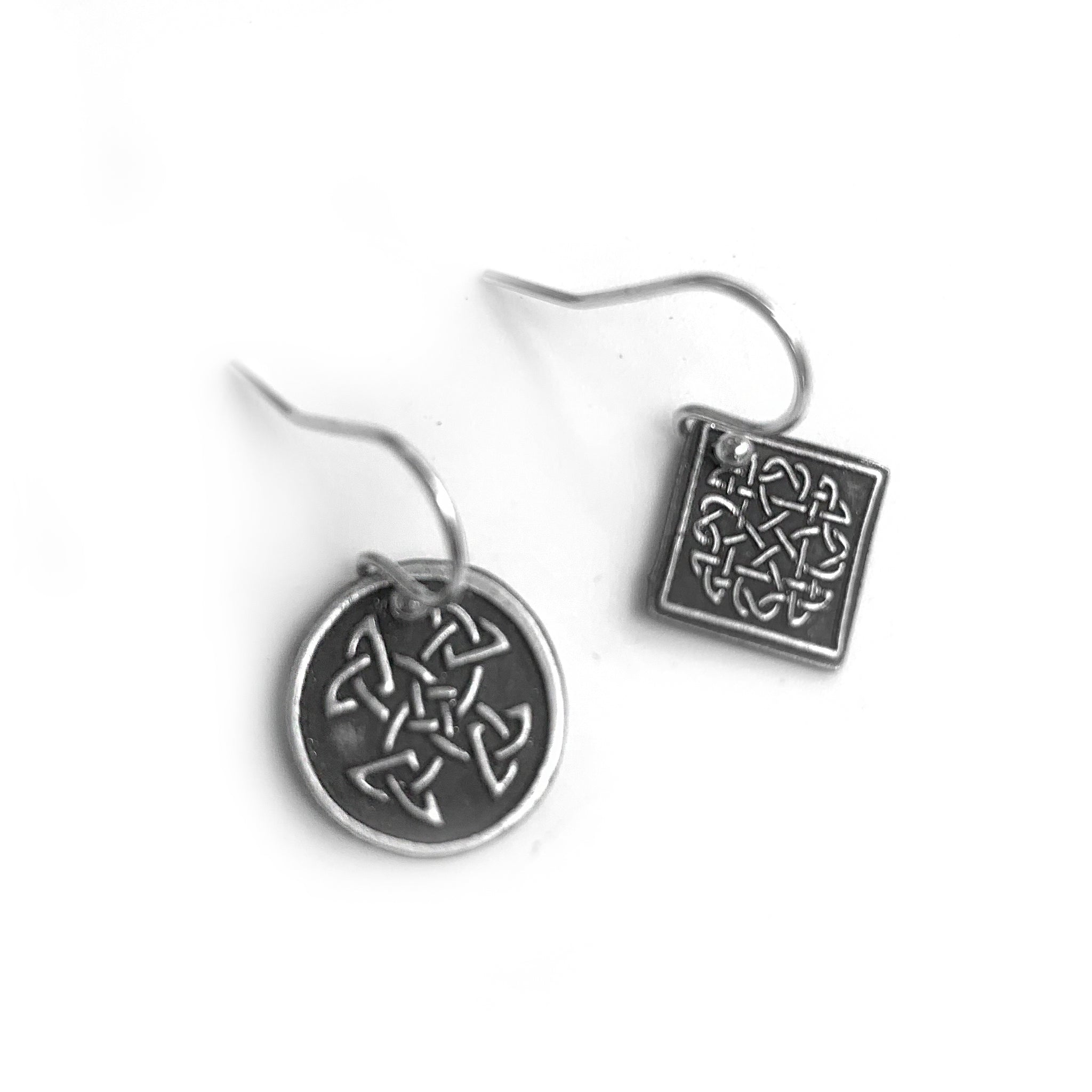 Mismatched Earrings with Celtic Knot Design