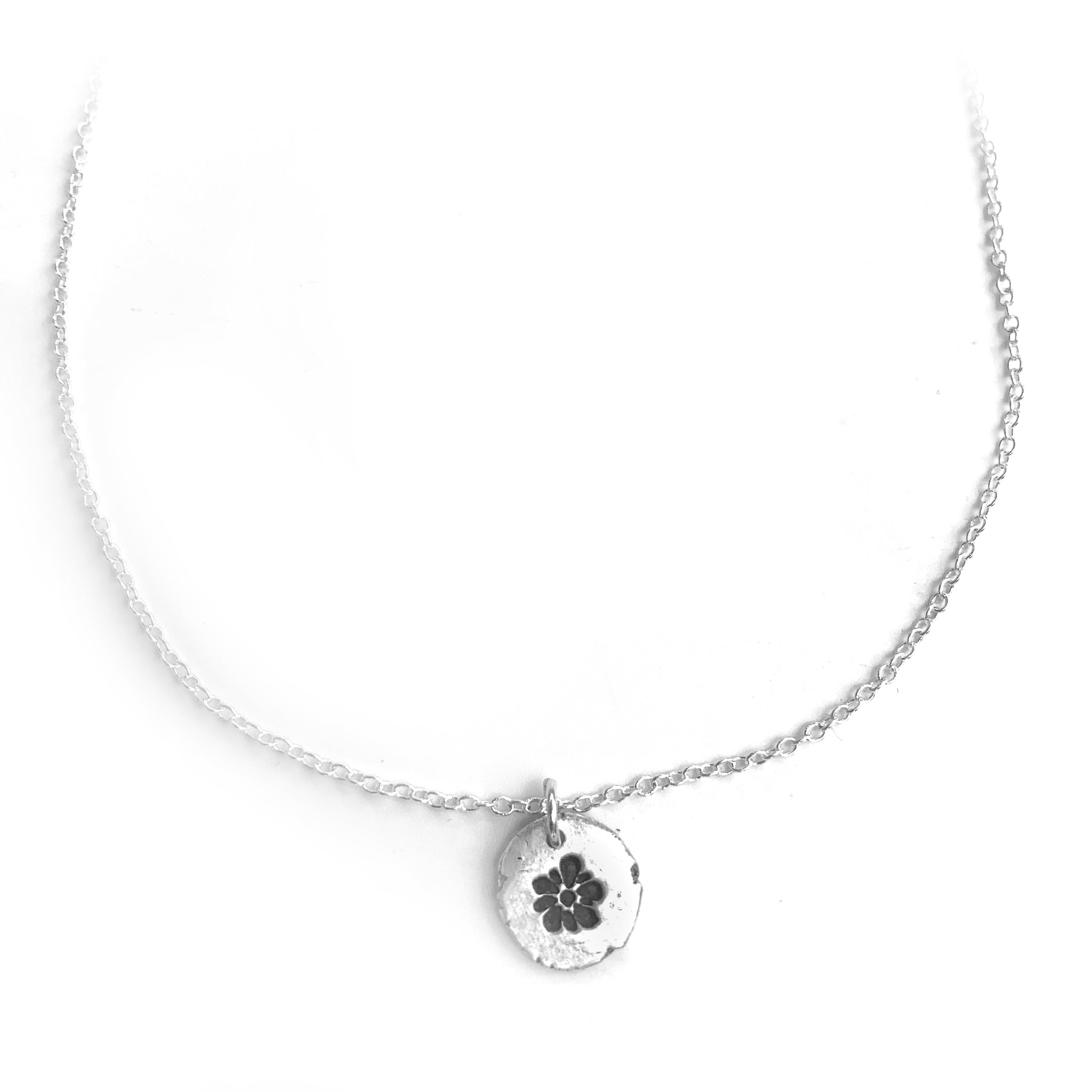 Pure Silver Flower Necklace Nugget Nature Jewelry