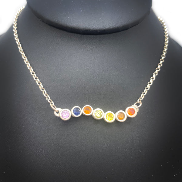 Gemstone Bar Necklace Rainbow Jewelry
