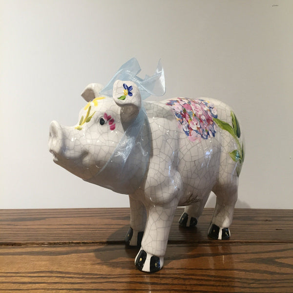 Hand-painted Ceramic Pig - Red Bank Artisan Collective jewelry art vintage recycled Ceramics, Susan’s Art