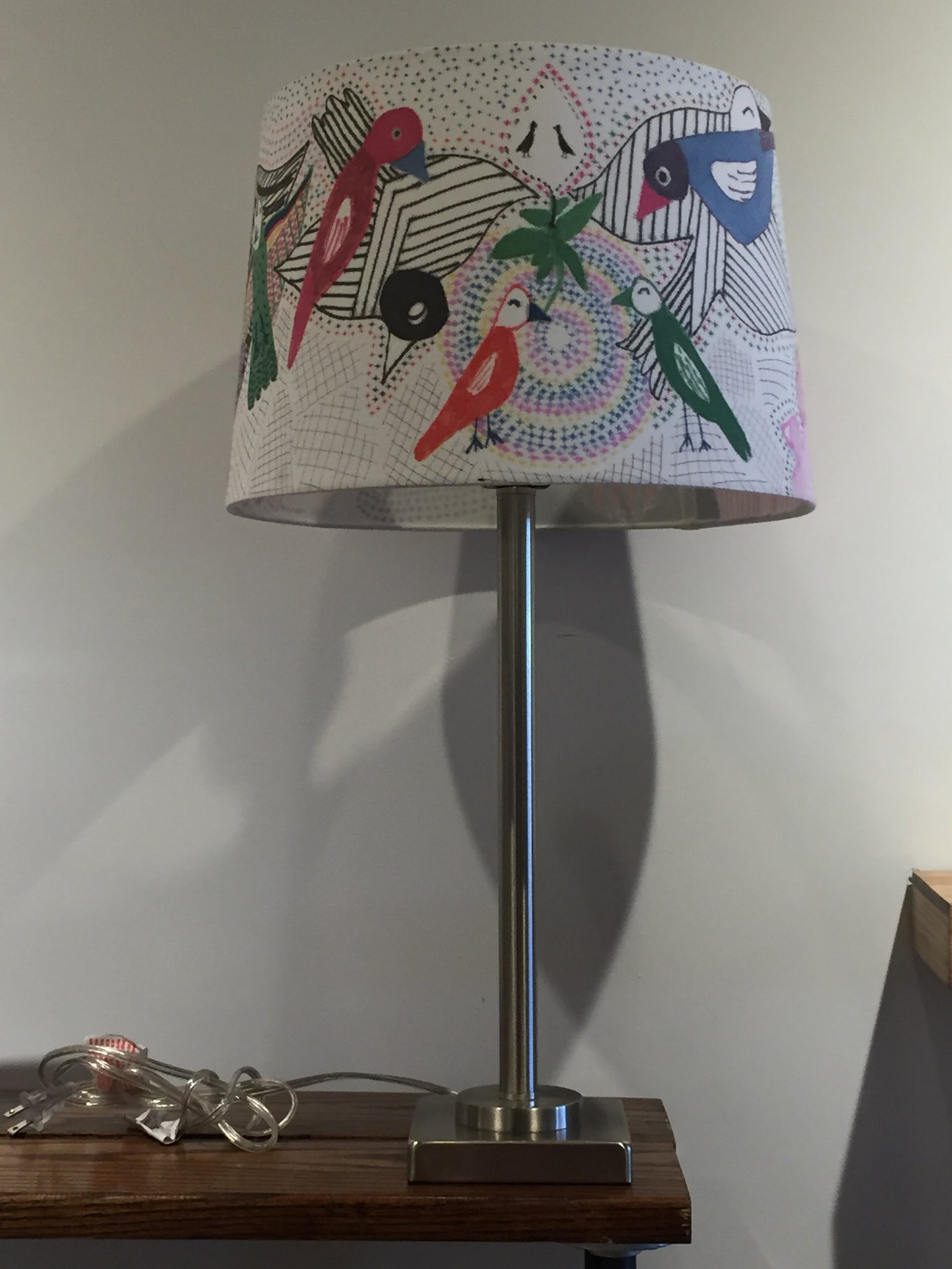 Large Lamp bird lampshade - Red Bank Artisan Collective jewelry art vintage recycled Lamp Shades, Tim Aanensen