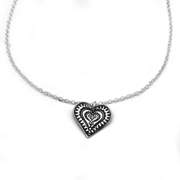Small Textured Heart Necklace