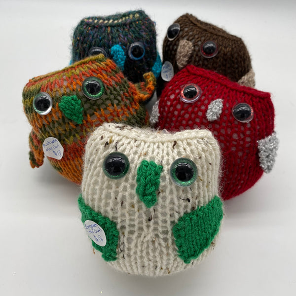 owl knitted yarn baby by local nj artist