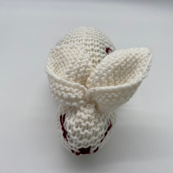 the bunny yarn baby knitted by nj artist
