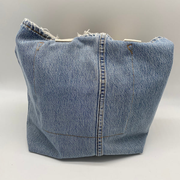 Upcycled denim tote created by the Denim Surgeon in Red Bank, NJ
