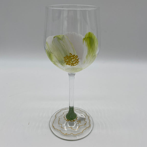 Daisy hand painted wine glasses by Susan's Art of NJ
