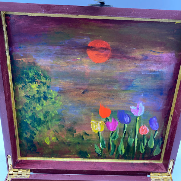 hand painted with tulips keepsake box by Susan's Art of NJ