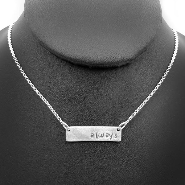 "always" Word bar necklace sterling silver jewelry by NJ artist