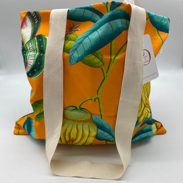 Orange butterfly up-cycled totes by Margot & Camille