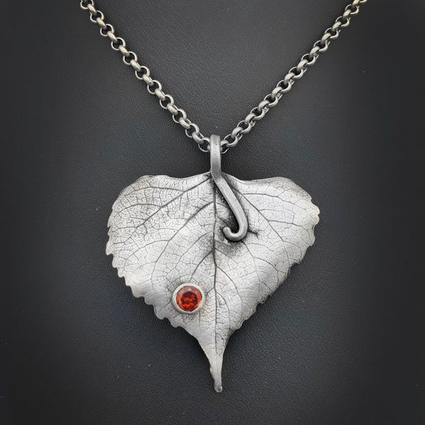 Fine Silver Rounded Colorado Leaf Necklace