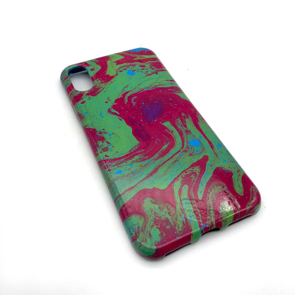 Hydro Dipped Phone Cases in Magenta Green and Blue - iPhone X and XS