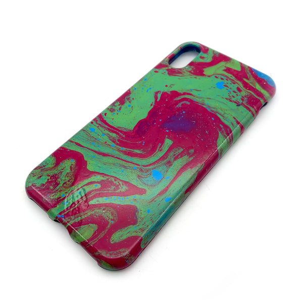 Hydro Dipped Phone Cases in Magenta Green and Blue - iPhone X and XS