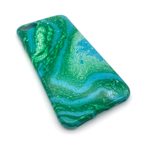 Hydro Dipped Phone Cases in Green Blue and White- iPhone 7, iPhone 8, iPhone SE (2020)