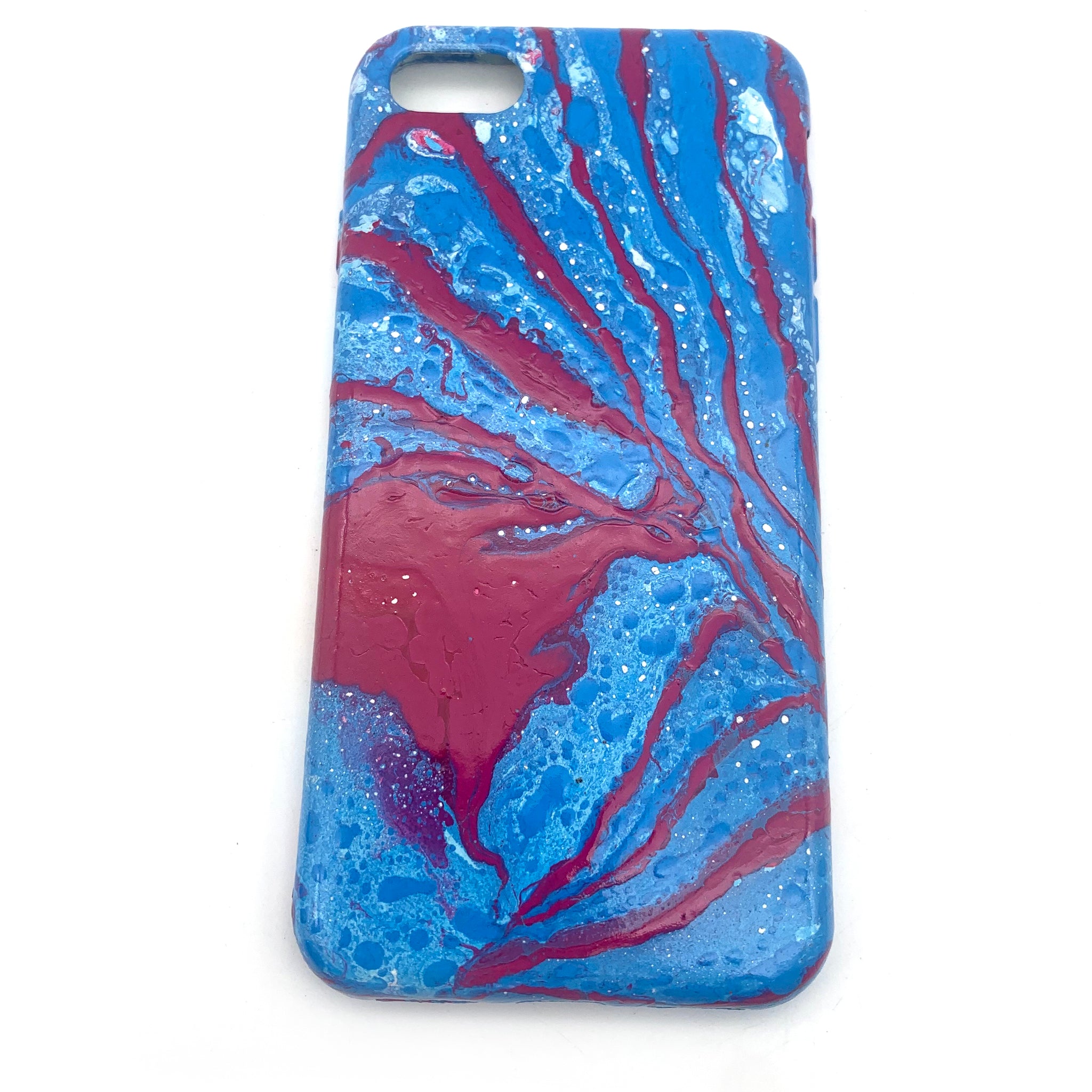 Hydro Dipped Phone Cases in Blue Magenta and White- iPhone 7, iPhone 8, iPhone SE (2020)