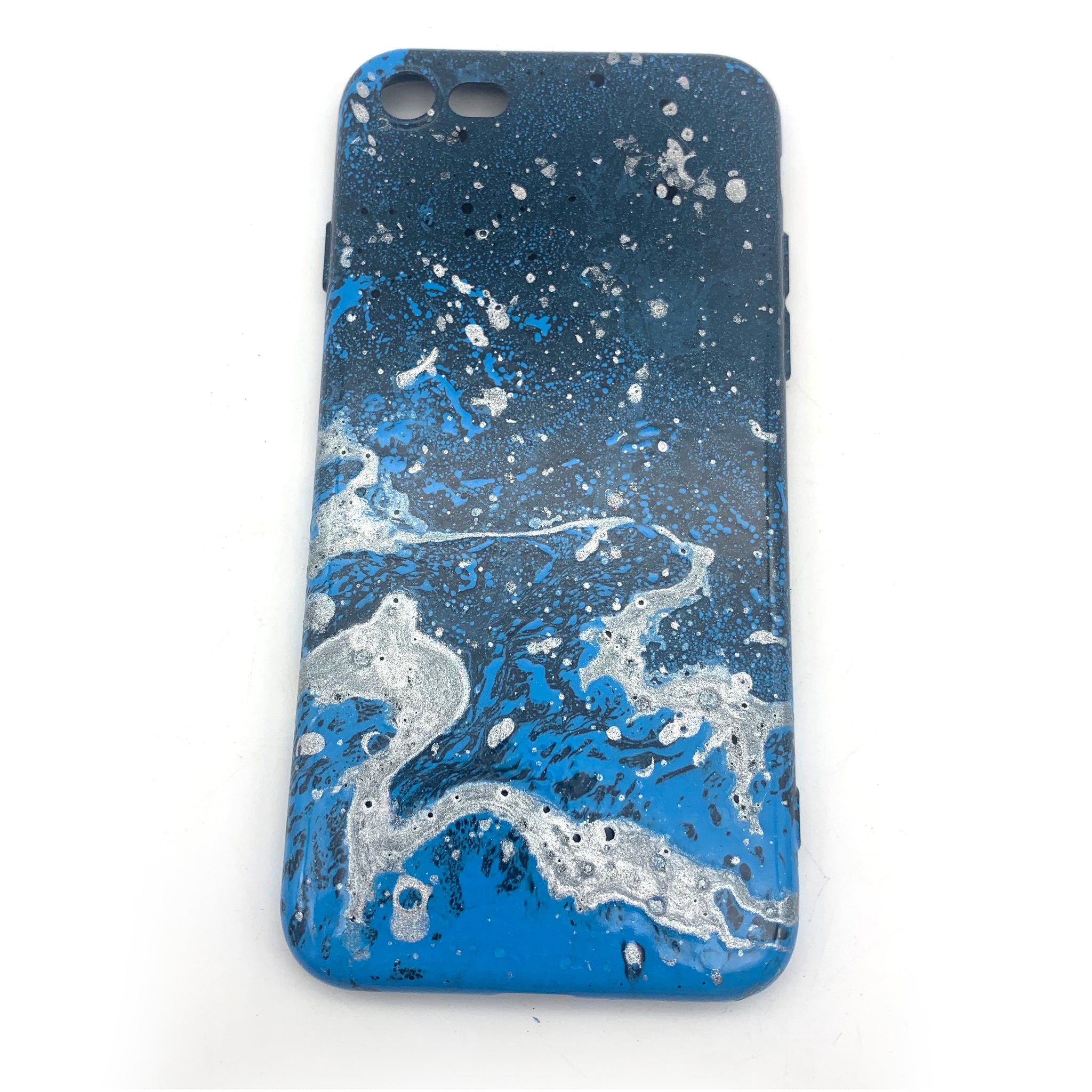 Hydro Dipped Phone Cases in Blue Silver Black and White - iPhone 7, iPhone 8, iPhone SE (2020)