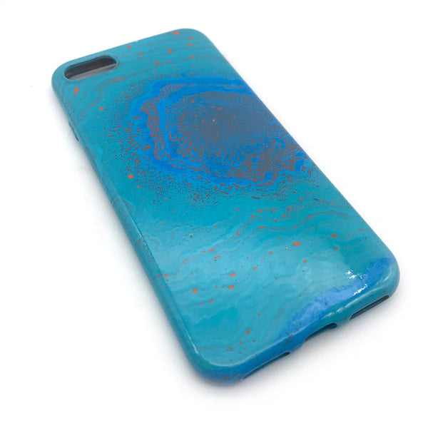 Hydro Dipped Phone Cases in Blue Aqua and Orange- iPhone 7, iPhone 8, iPhone SE (2020)