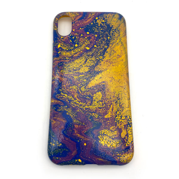 Hydro Dipped Phone Cases in Golden Yellow, Blue and Purple - iPhone XR