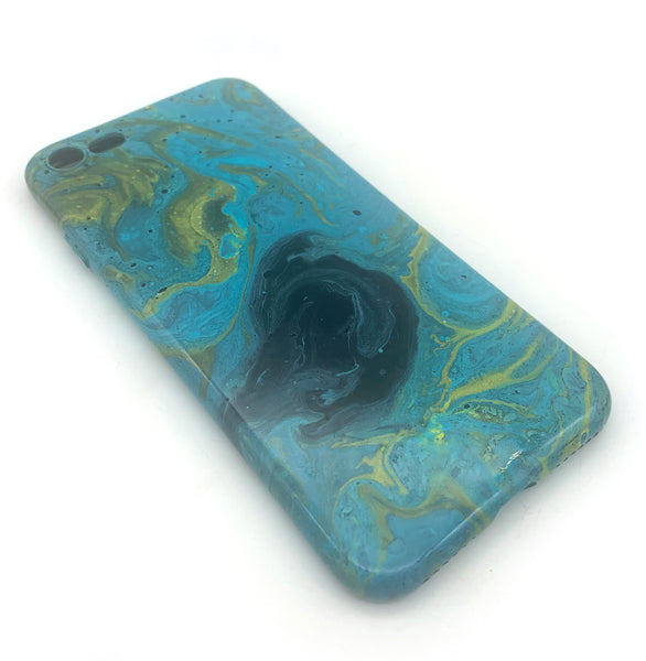 Hydro Dipped Phone Cases in Green Blue Yellow and Black - iPhone 7, iPhone 8, iPhone SE (2020)