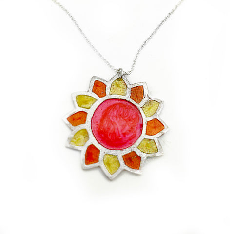 Colorful Sterling Silver Sun Necklace