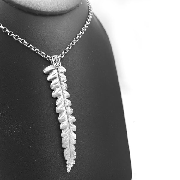 Long Fine Silver Fern Leaf Necklace