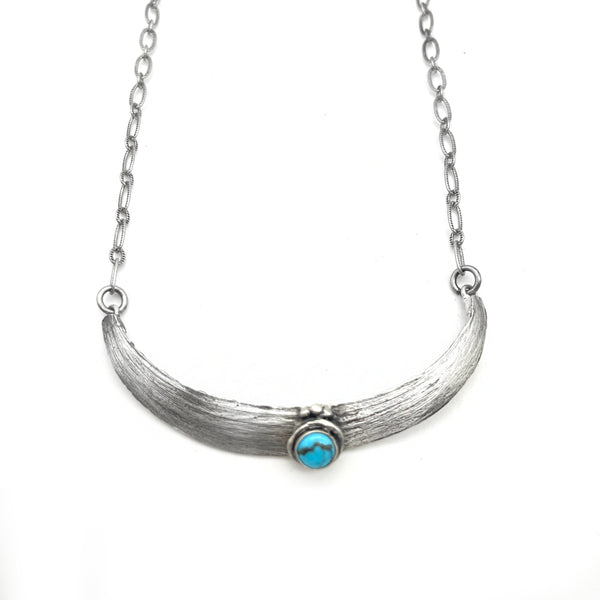 Hawaiian Leaf Pure Silver Necklace with Turquoise