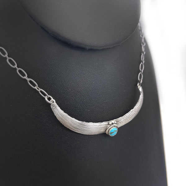 Hawaiian Leaf Pure Silver Necklace with Turquoise
