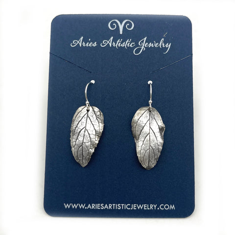 Pure Silver Small Mint Leaf Earrings