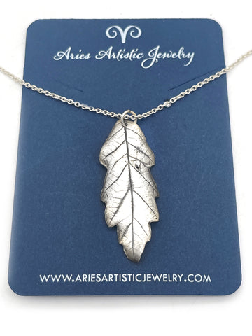 Small Pure Silver Oak Leaf Necklace