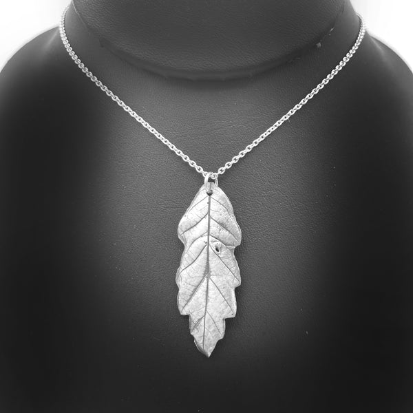 Small Pure Silver Oak Leaf Necklace
